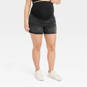 Women's Over Belly Midi Maternity Jean Shorts Ingrid & Isabel